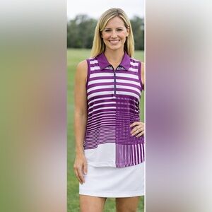 Nike Purple and White Patterned Women's Golf Shirt